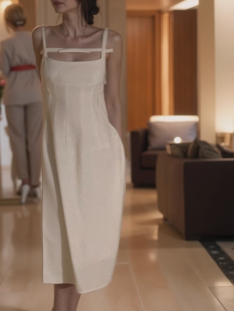 Französisches High-End-Sling-Kleid mit süßer Schleife ED0179