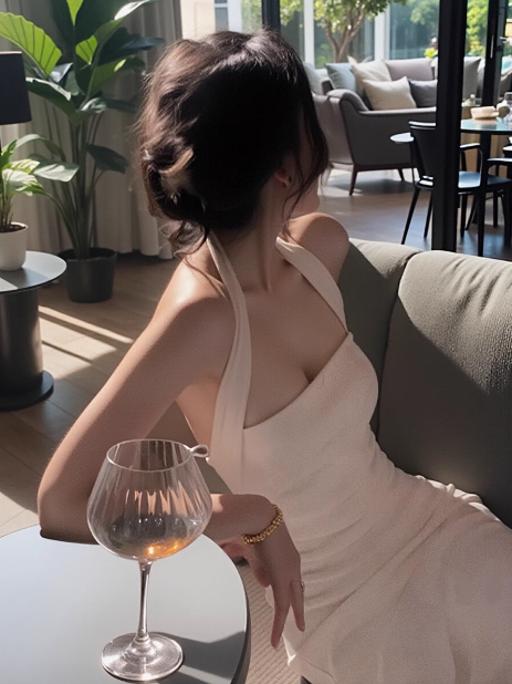 Rückenfreies Neckholderkleid im französischen Stil ED0181