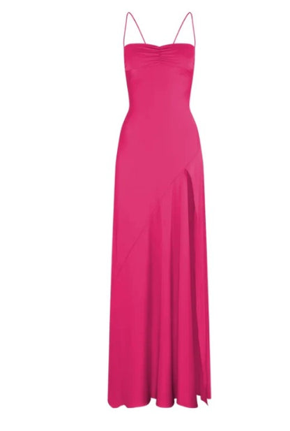 Robe de soirée élégante lilas, robe de bal longue à bretelles spaghetti, robe de soirée formelle en satin ED01849