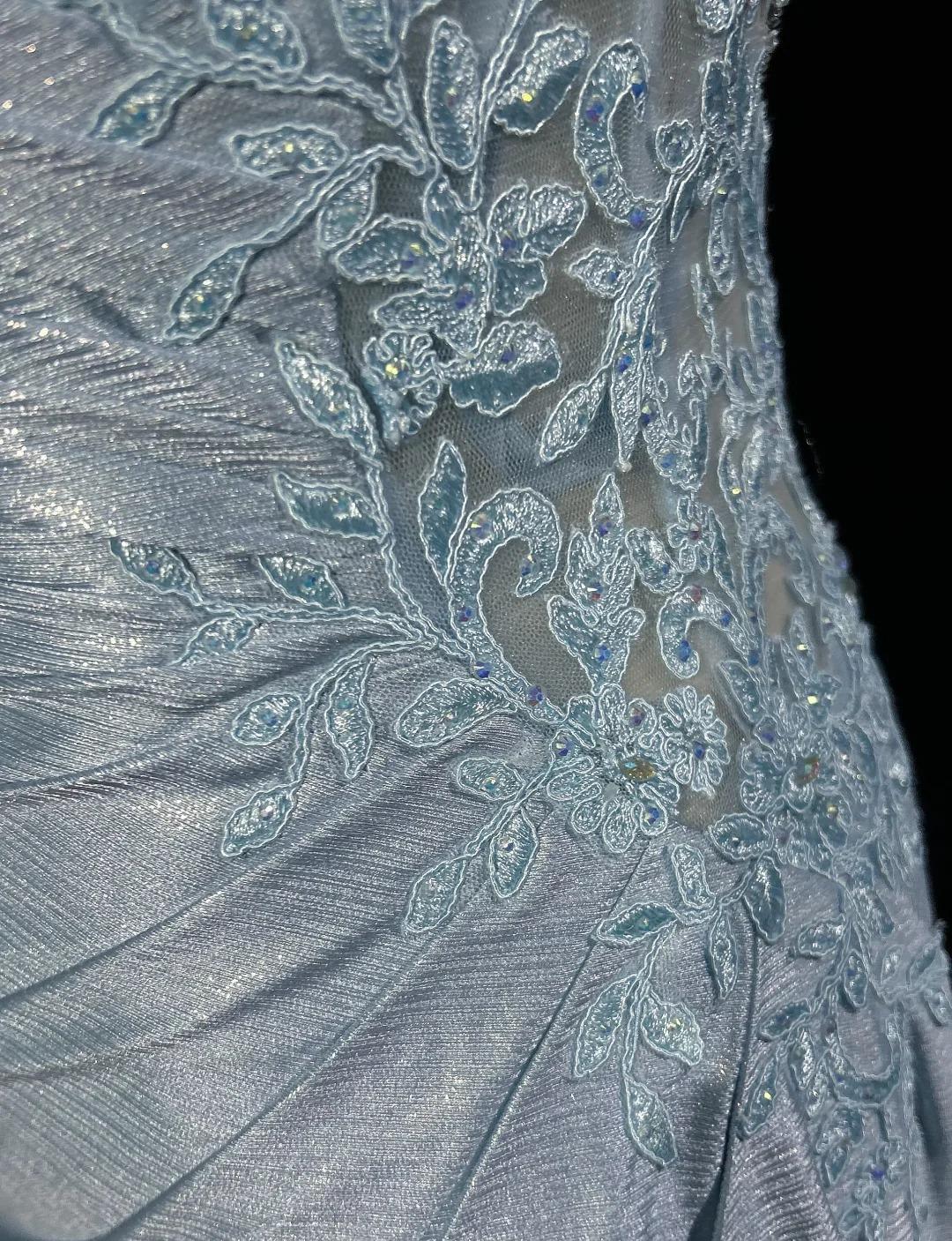 Wunderschönes Spaghettiträger-Meerjungfrauen-Glitzer-Satin-Langball-Abendkleid mit rückenfreiem Applique-Abendkleid Einfaches Hochzeitskleid ED01863