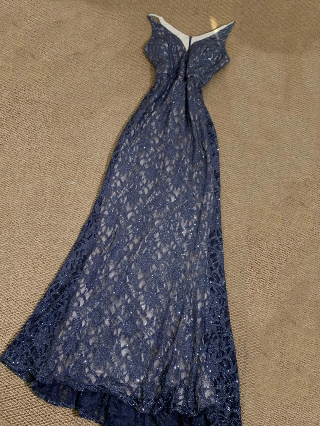 Robe de bal longue en dentelle à col en V, robe de soirée scintillante, ED01873