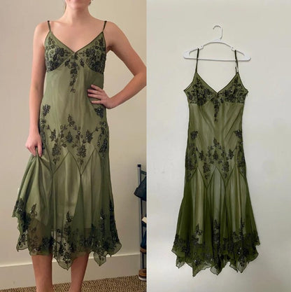 Modest vintage Prom Dress Spaghetti Straps &nbsp;Blue 🩵Chiffon Sheath Evening Dress with Beading&nbsp;