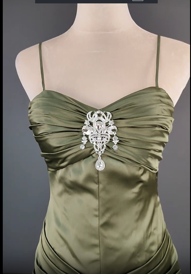 Robe de soirée sirène en satin vert foncé, élégante, bretelles spaghetti, magnifique robe de soirée ED01896