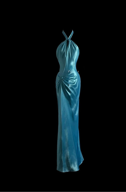 Magnifique robe de bal longue bleue dos nu style sirène, superbe robe de soirée formelle ED01905