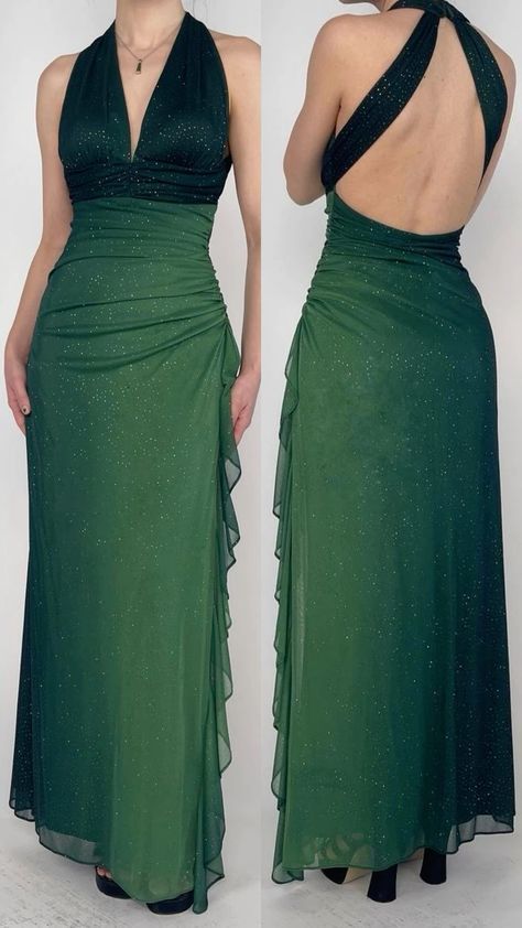 Robe de soirée élégante en mousseline de soie à paillettes, col en V, style rétro, dos nu, ED01921