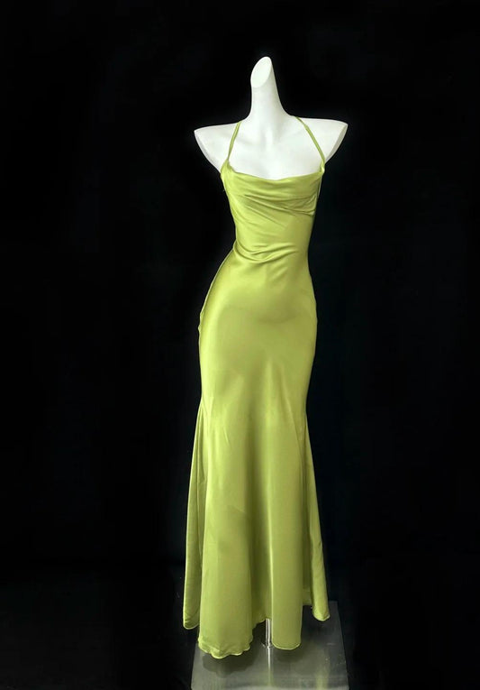 Gentle Satin Swing Neck Spaghetti Straps Mermaid Gown Elegant Backless Prom Dress for Quinceanera&Graduation ED01927