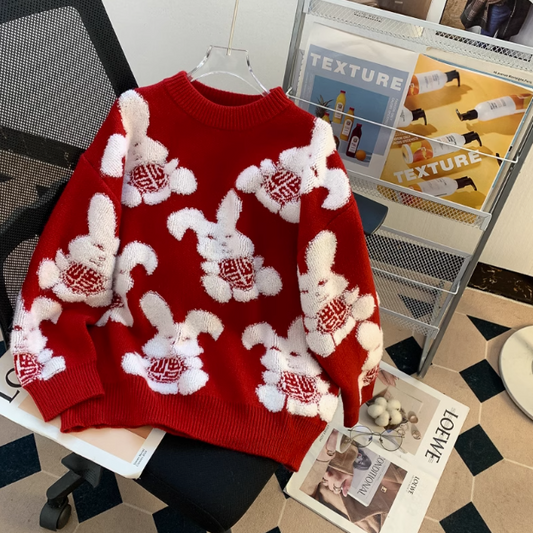 Cute bunny jacquard new style sweater ED0192