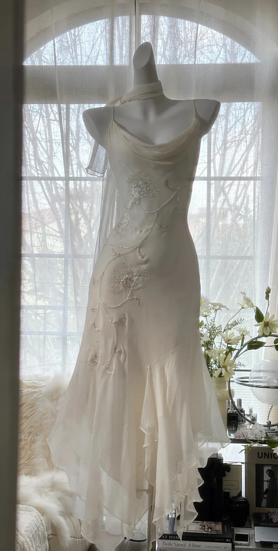 Y2K Fairytale White Chiffon Short Prom Dress Vintage Applique Beading EvaFashionDress Y2K Fairytale White Chiffon Short Prom Dress Vintage Applique Beading EvaFashionDress