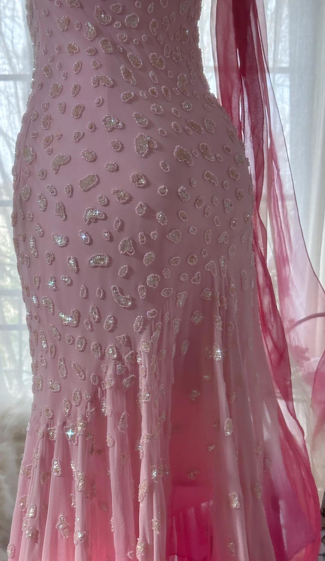 🌟 Cinderella Pink A-Line Evening Gown - Iridescent Beaded Tulle with Soft Chiffon Layers for Sweet 16 ED01933