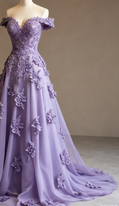 Gorgeous Red A-line Off-the-shoulder Tulle Beaded Long Prom Dress Formal Applique Evening Dress ED01977