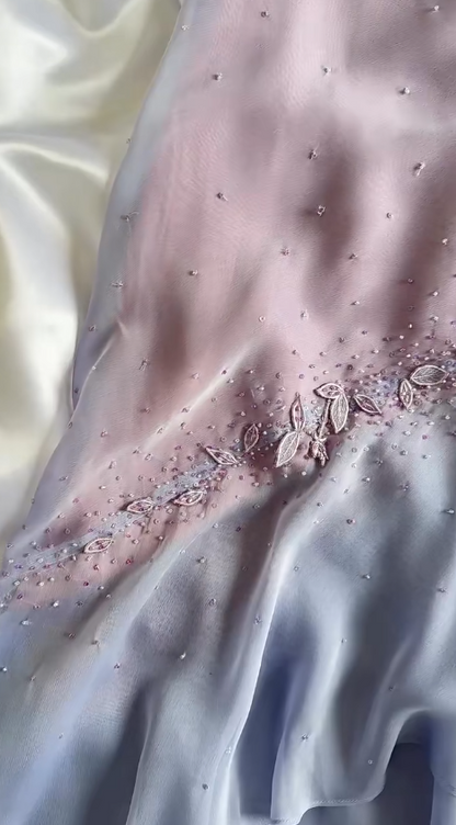 Vintage Purple Spaghetti Straps Sheath Sparkling Beaded Chiffon Short Prom Dresses Applique Party Dresses ED01991