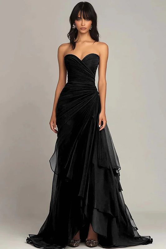 Elegant Dark Green A-Line Sweetheart Tulle Layered Long Prom Dresses Formal Evening Dress ED02017