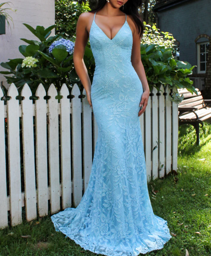 Sweet Pink Spaghetti Strap Mermaid Deep V Neck Tulle Applique Wedding Dress Backless Evening Dress ED02041