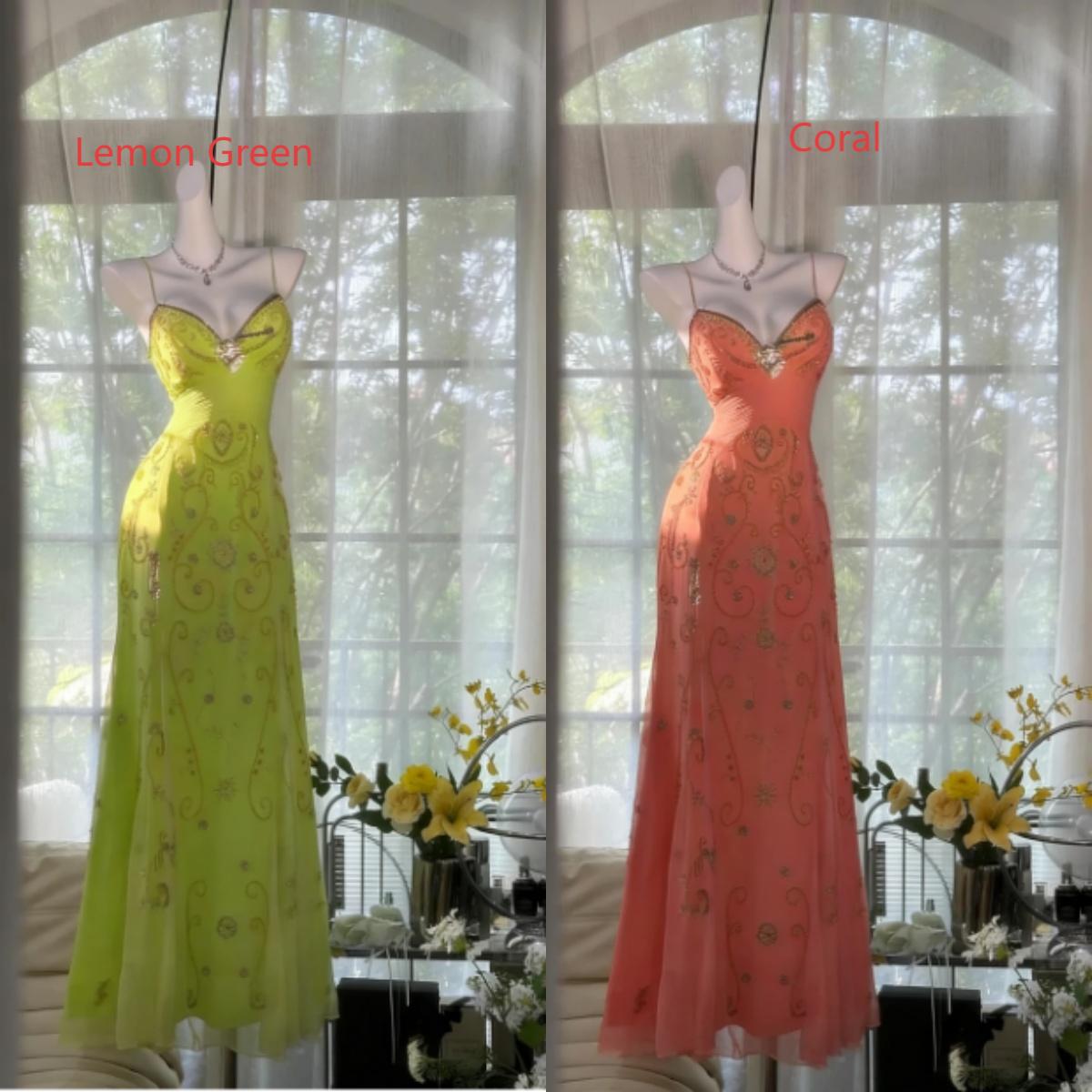 Superbe robe de bal longue jaune beurre à bretelles spaghetti, coupe trapèze, en tulle et perles, dos nu, ED02094