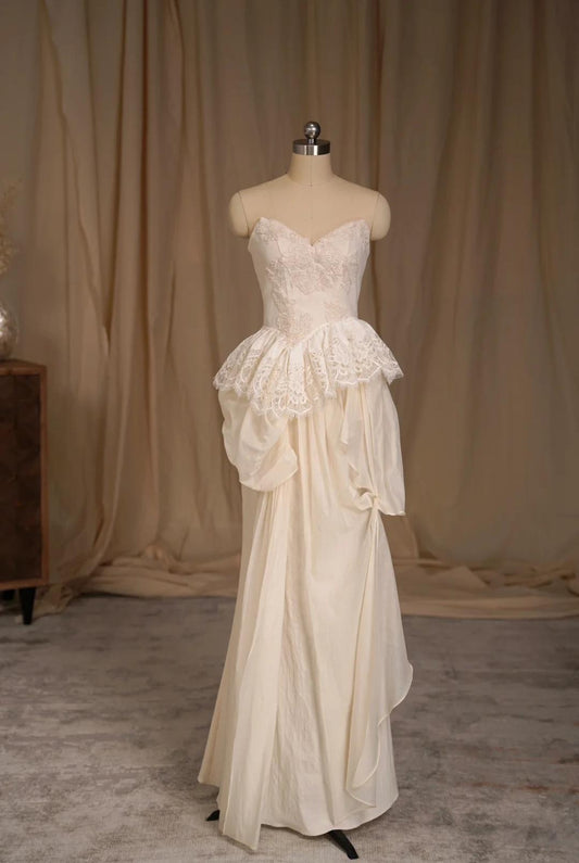 Robe de soirée élégante en tulle et dentelle, sans bretelles, deux pièces, robe de mariée simple ED02126