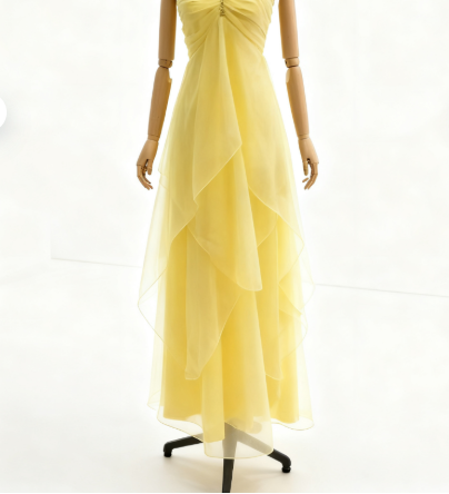 Fairytale Yellow Chiffon Cocktail Party Dresses Halter Neck Sleeveless Guest Dresses ED02154