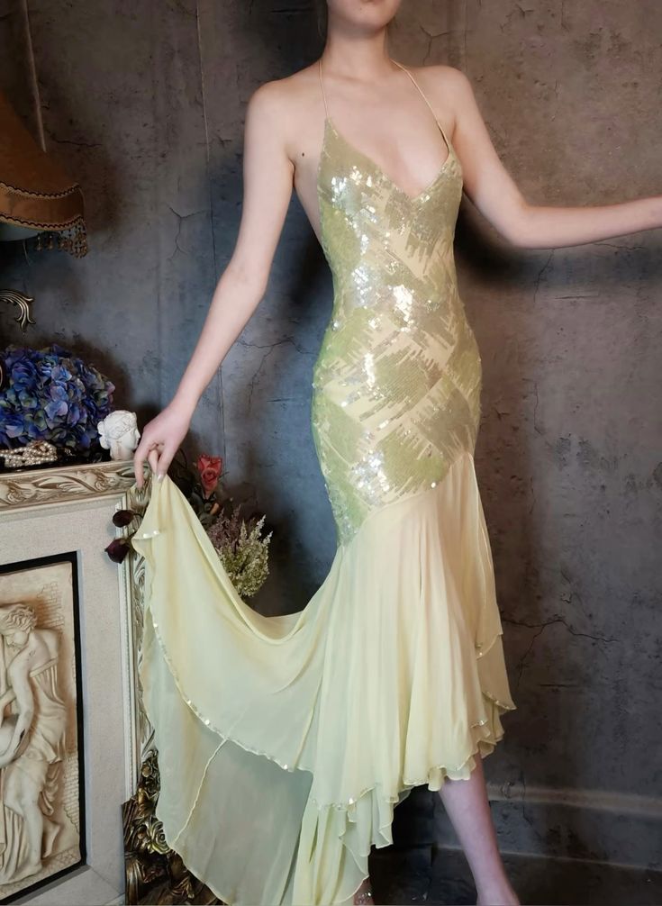 Robe de bal fourreau classique à bretelles spaghetti et paillettes, élégante robe de soirée dos nu en mousseline de soie ED02155