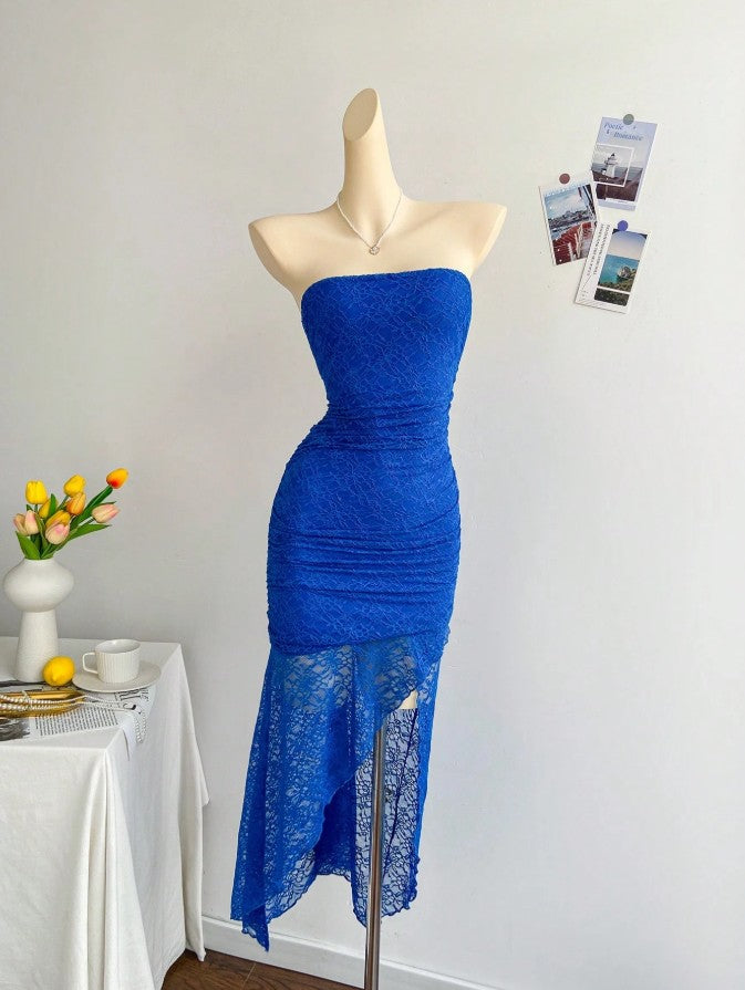 royal blue dress lace bodycon ZAPAKA Women Sparkly Royal Blue Bodycon Short Homecoming Dress with Lace-up Back Spaghetti Straps Cocktail Dress, Blue / M
