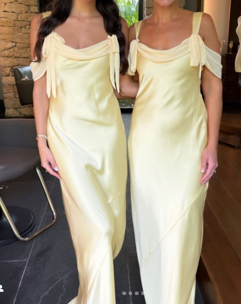 Elegant Off-the-shoulder Satin Sheath Formal Dresses Butter Yellow Evening Gowns ED02186