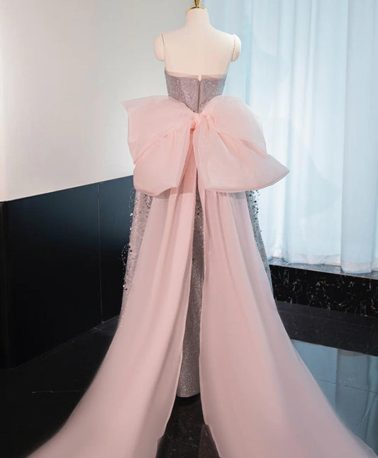 Fairytale Dust Pink Strapless Sequined A-Line Long Prom Dresses Sweet 16 Evening Gowns ED02225