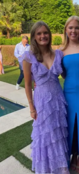 Sweet Lilac  V-neck Lace Long Prom Dresses A-line Backless Evening Gowns ED02228