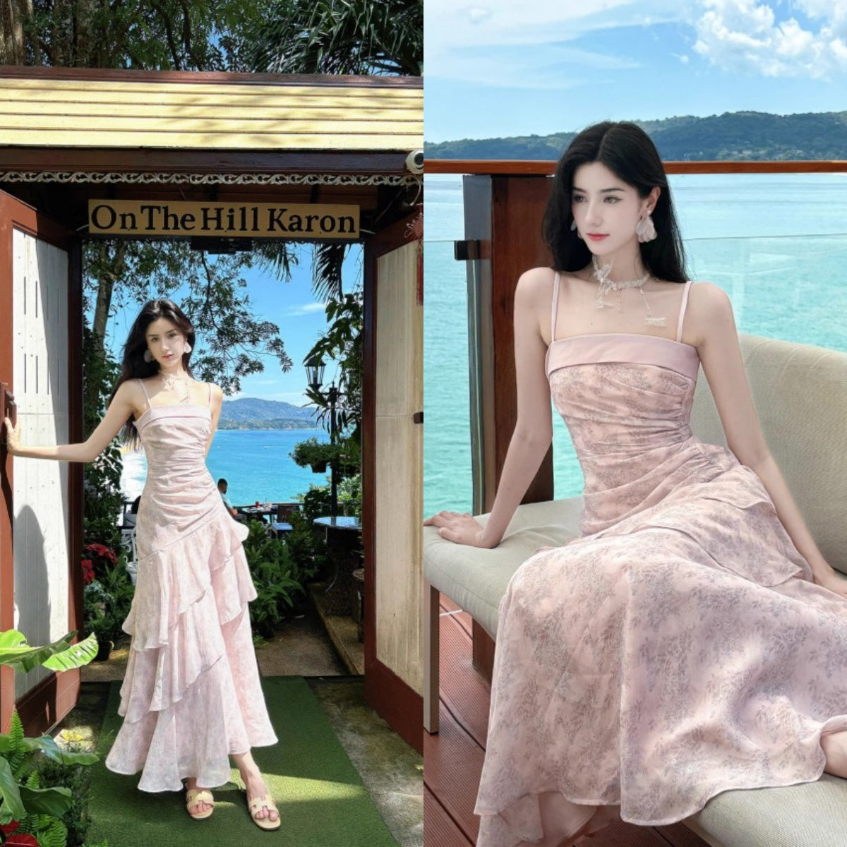 Fairytale Pink Spaghetti Straps Long Prom Dress Formal Dresses Chiffon Ruffles Layered Stunning 18th Birthday Party Dresses