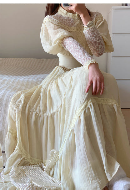 Vintage Palace Stil Spitze Chiffon Ballkleider Märchen Geburtstag Abendkleider ED02251