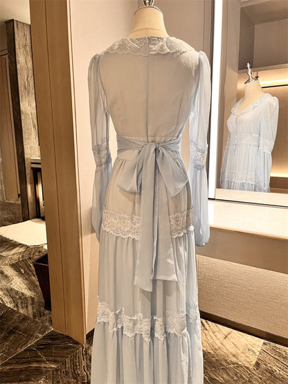 Vintage Palace Stil Spitze Chiffon Ballkleider Märchen Geburtstag Abendkleider ED02251