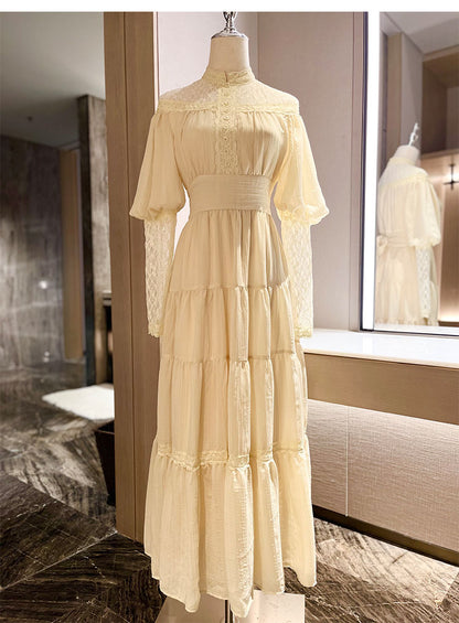 Vintage Palace Stil Spitze Chiffon Ballkleider Märchen Geburtstag Abendkleider ED02251