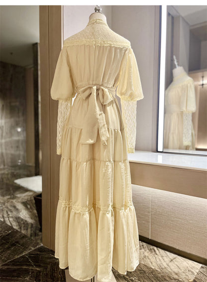 Vintage Palace Stil Spitze Chiffon Ballkleider Märchen Geburtstag Abendkleider ED02251