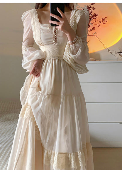 Vintage Palace Stil Spitze Chiffon Ballkleider Märchen Geburtstag Abendkleider ED02251