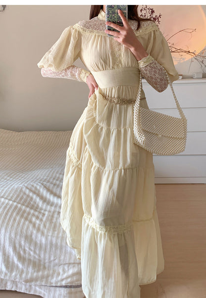 Vintage Palace Stil Spitze Chiffon Ballkleider Märchen Geburtstag Abendkleider ED02251