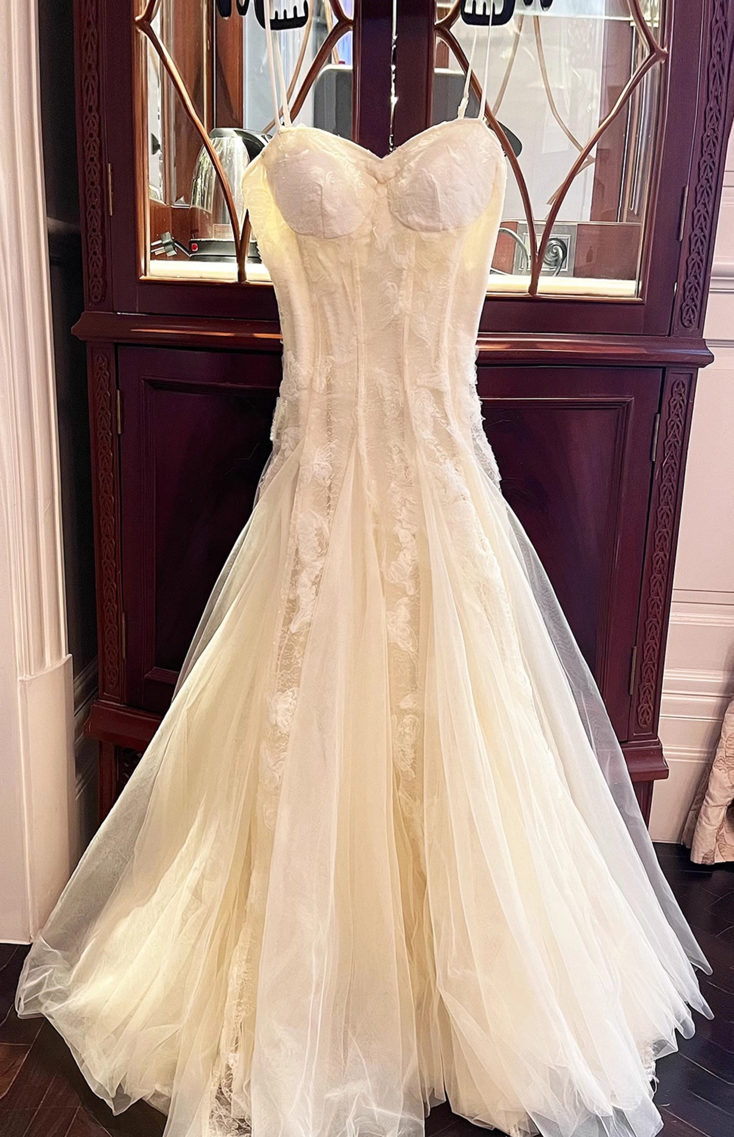 Sweet Light Apricot Spaghetti Straps Tulle A-Line Birthday Prom Dresses ED02260