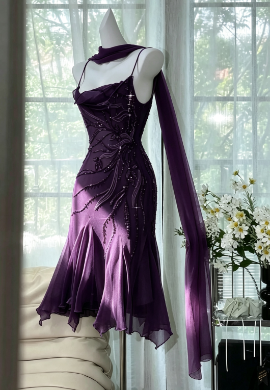 Fairytale Bud Grünes Etuikleid, kurzes Ballkleid, Chiffon, rückenfreies Partykleid mit Perlen ED02275