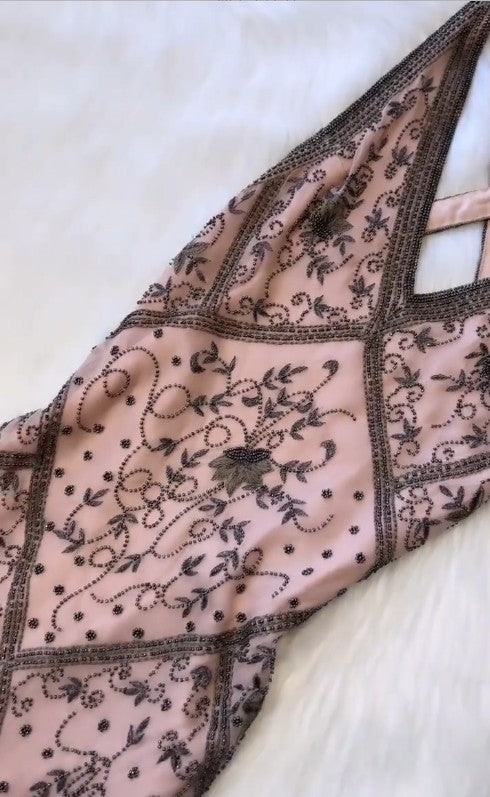 Retro V-Ausschnitt Chiffon Etuikleid Perlenbesetzt Ballkleider ED02297