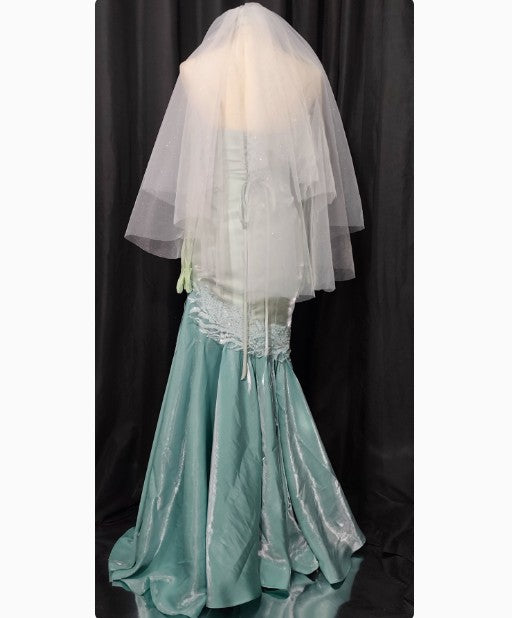 Märchenhaftes Sweetheart Grün Lange Ärmel Satin Tüll Meerjungfrau Ballkleider Formale Abendkleider ED02304