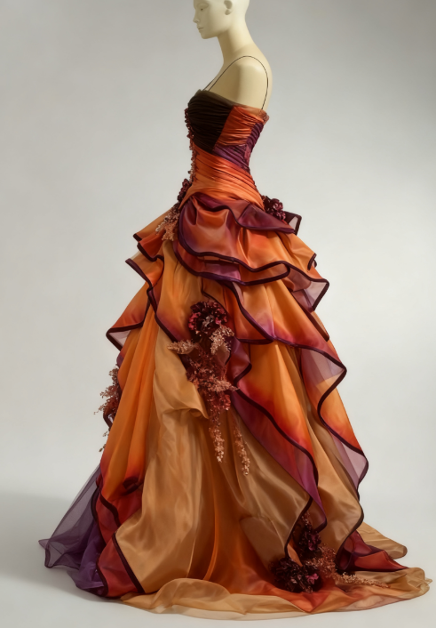 Gorgeous Ombre Spaghetti Straps A-Line Layered Tulle Long Prom Dresses Formal Evening Gowns ED02327