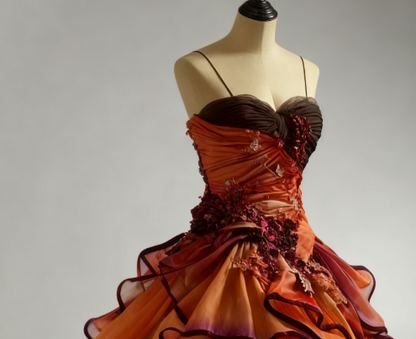 Gorgeous Ombre Spaghetti Straps A-Line Layered Tulle Long Prom Dresses Formal Evening Gowns ED02327