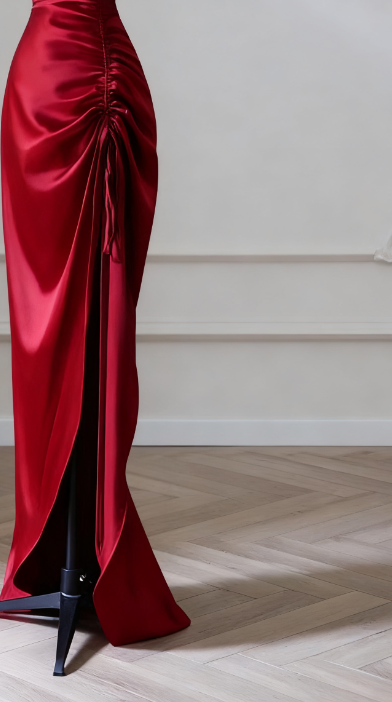 Mermaid Satin Burgundy Long Prom Dress, Mermaid Burgundy Long Formal Dress ED024