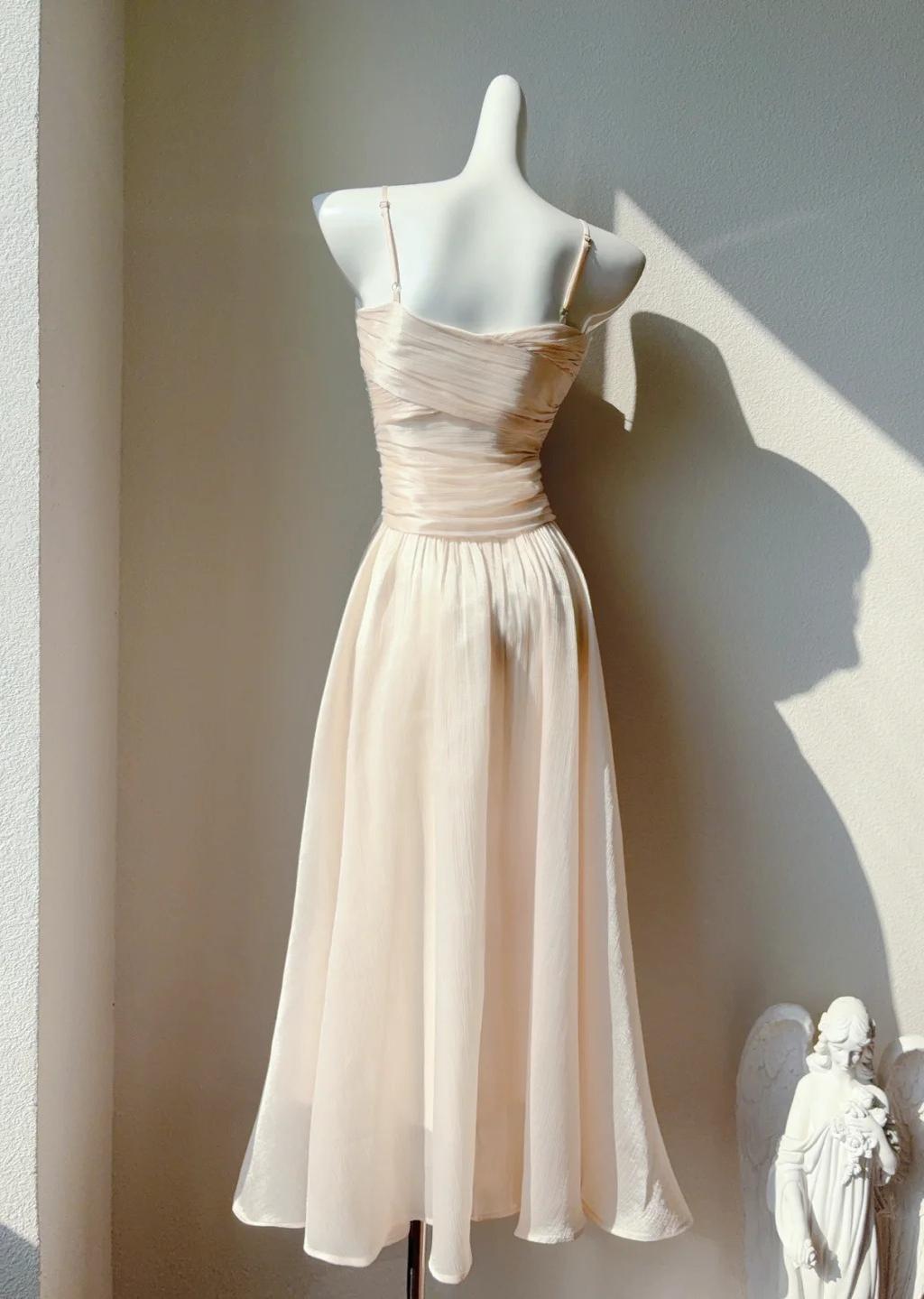 Sweet Light Pink Spaghetti Straps Party Dress A-Line Chiffon Sequin Long Prom Dresses ED02469