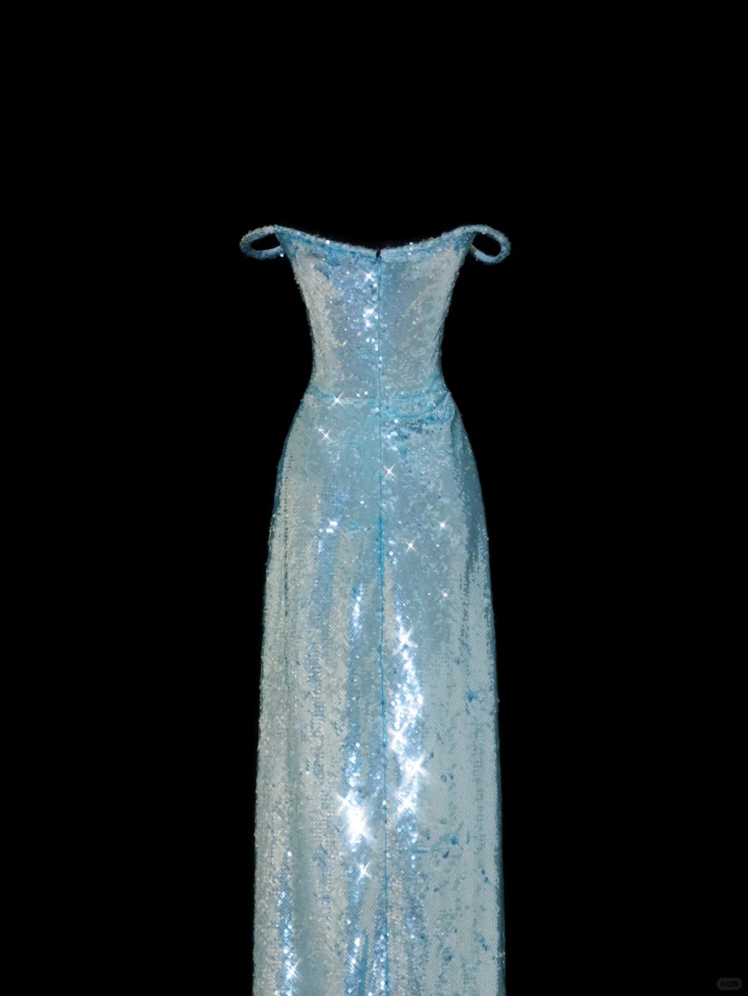 Robe de soirée longue à paillettes et épaules dénudées, style fourreau, bleu glamour Tiffany, ED02484