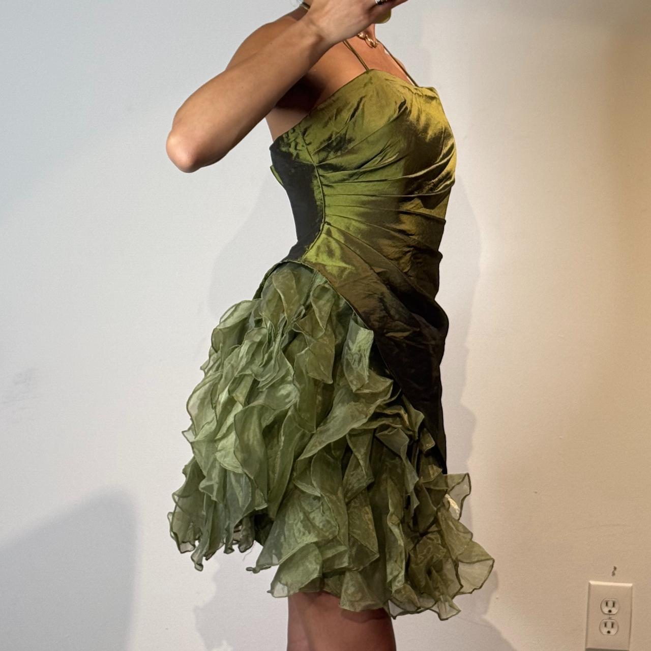 Fashionable Dark Green Spaghetti Strap A-Line Satin Tulle Short Prom Dresses Homecoming Dresses ED02509