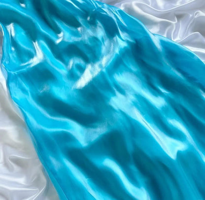Superbe robe de bal trapèze bustier en satin bleu, robe de soirée d'anniversaire ED02511