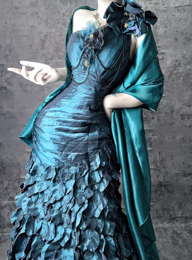 Superbe robe de soirée longue en taffetas bleu sarcelle, asymétrique, style sirène, ED02513