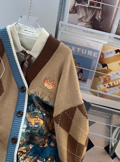 Vintage Preppy Maillard Knit Cardigan ED0251