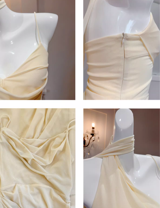 Elegant Asymmetric Neck Chiffon Bodycon Party Dress Short Prom Dresses ED02523