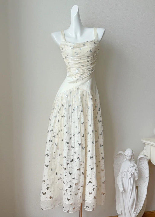 Robe de bal trapèze à col carré et papillons dorés, abricot doux, robe de soirée d'anniversaire, ED02525