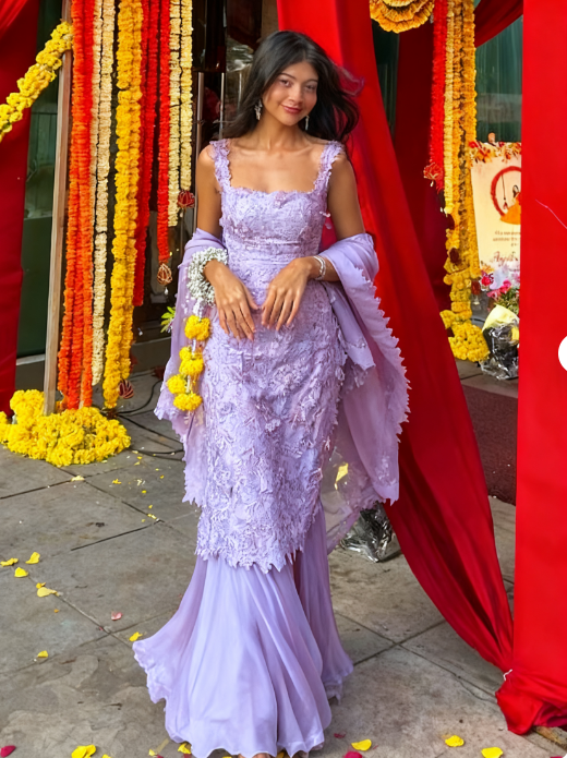 Gorgeous Hot Pink Square Neck Mermaid Tulle Appliques Long Prom Dresses Formal Evening Gowns with Capes ED02530