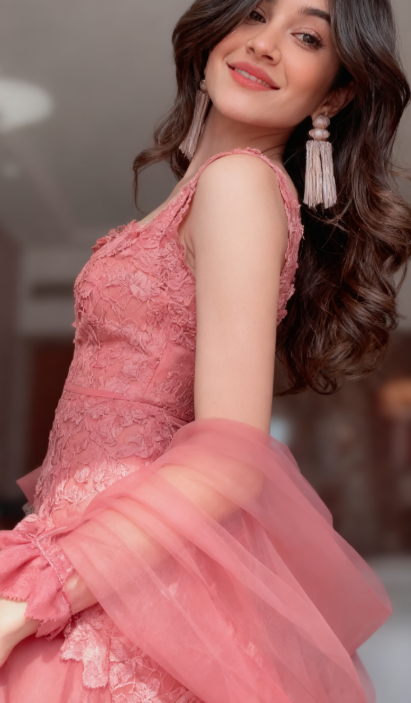 Gorgeous Hot Pink Square Neck Mermaid Tulle Appliques Long Prom Dresses Formal Evening Gowns with Capes ED02530