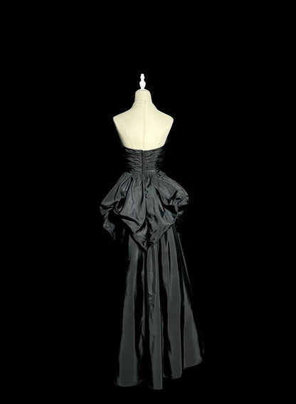 Glam Schwarzes Herzausschnitt A-Linie Taft Langes Ballkleid Elegante Abendkleider ED02550
